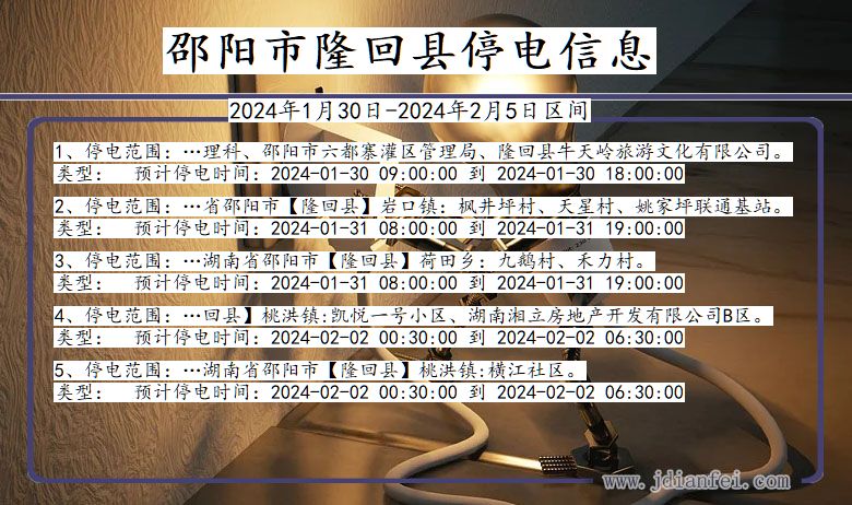 湖南省邵阳隆回停电通知