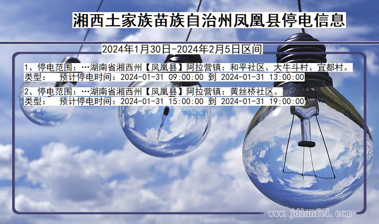 湖南省湘西凤凰停电通知