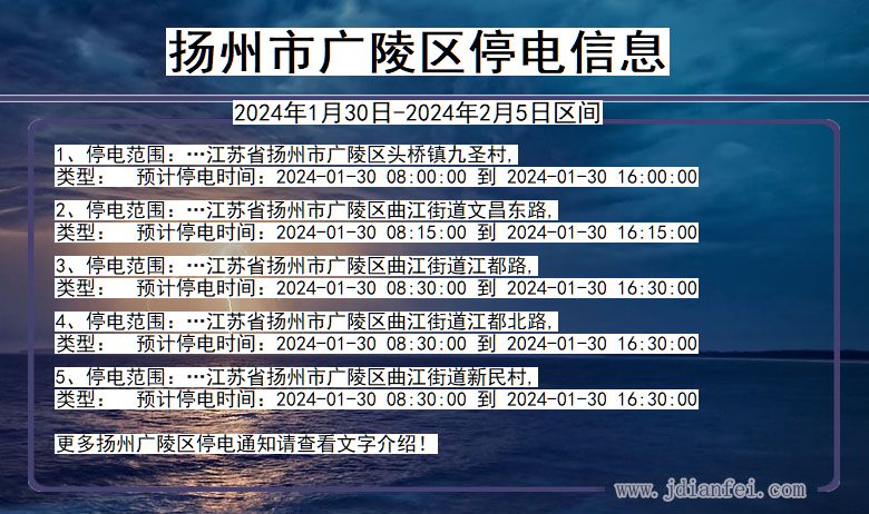 江苏省扬州广陵停电通知