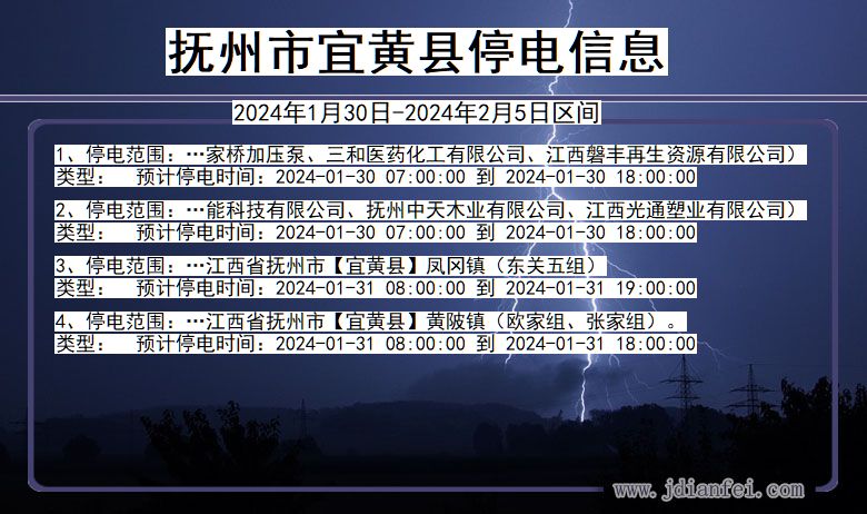 江西省抚州宜黄停电通知