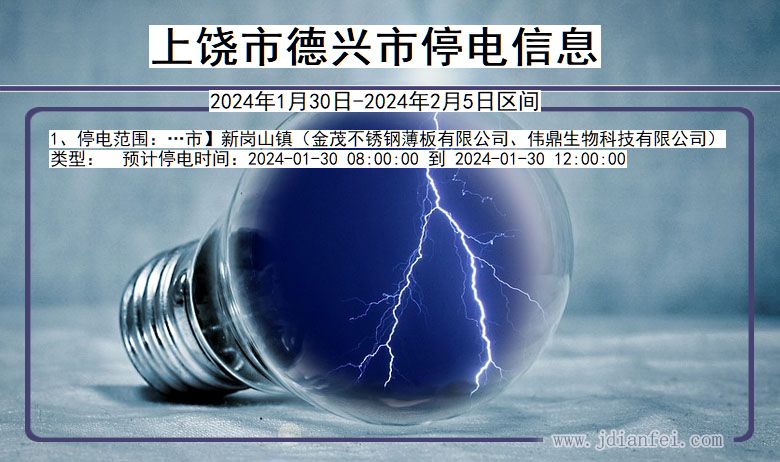 江西省上饶德兴停电通知