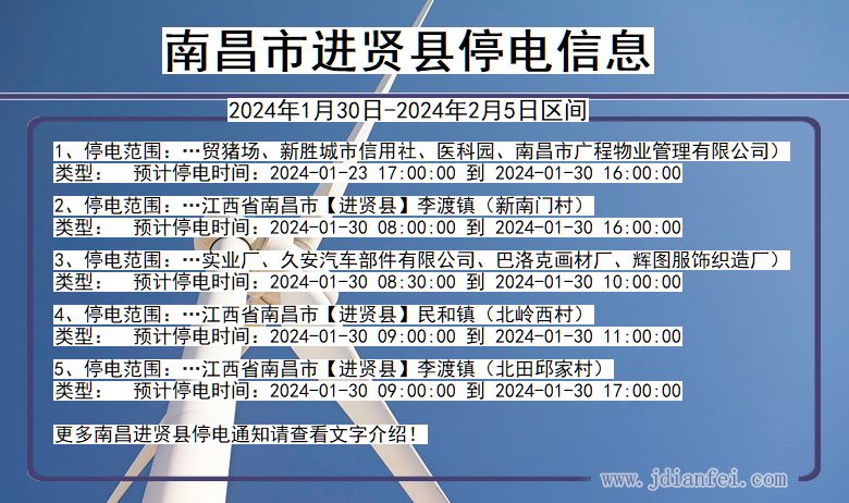 南昌进贤停电通知 江西省南昌进贤停电通知