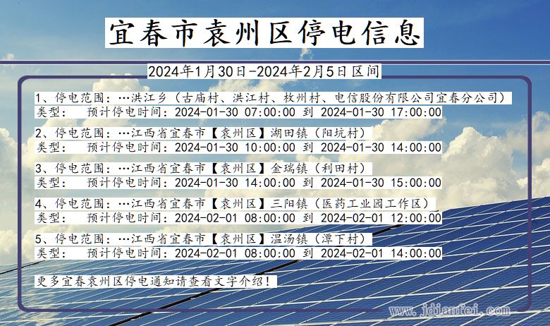 江西省宜春袁州停电通知