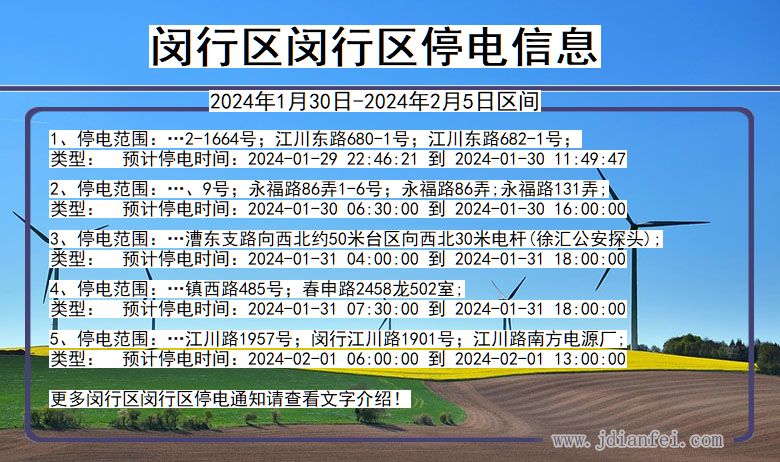 闵行区闵行停电通知 上海市闵行区闵行停电通知