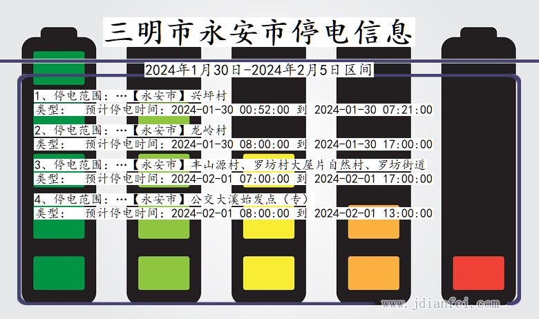 福建省三明永安停电通知