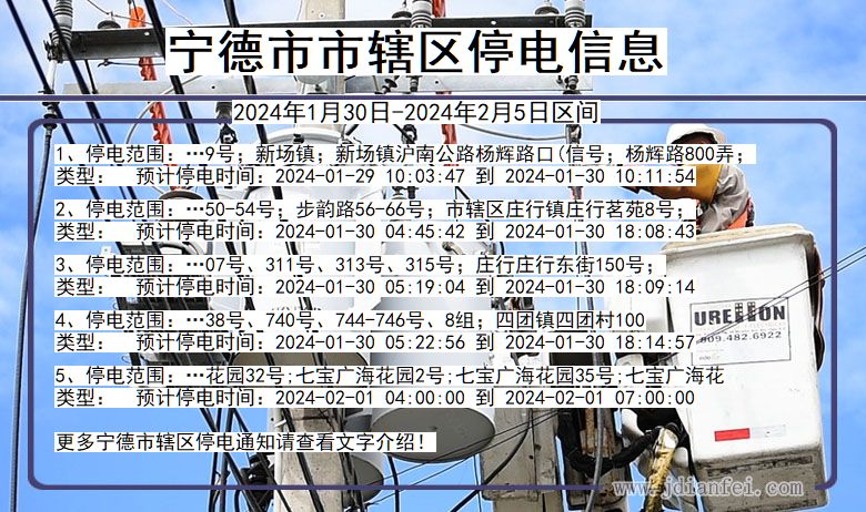 福建省宁德市辖停电通知