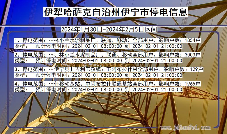 伊犁哈萨克自治州伊宁停电通知 新疆维吾尔自治区伊犁哈萨克自治州伊宁停电通知