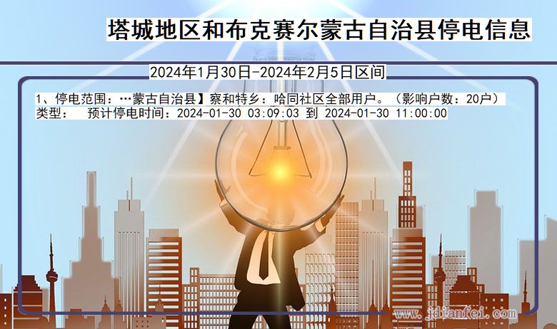 塔城地区和布克赛尔蒙古自治停电通知 新疆维吾尔自治区塔城地区和布克赛尔蒙古自治停电通知