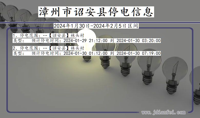 福建省漳州诏安停电通知