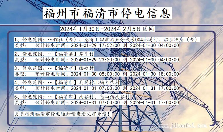 福州福清停电通知 福建省福州福清停电通知