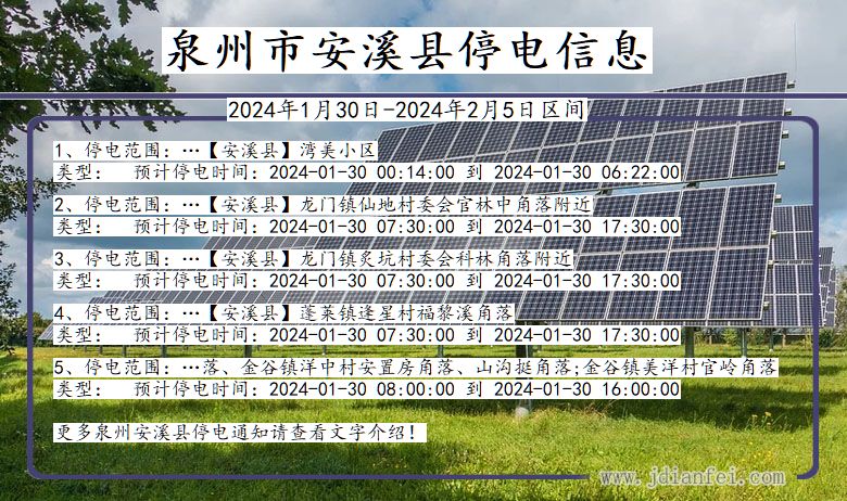 福建省泉州安溪停电通知