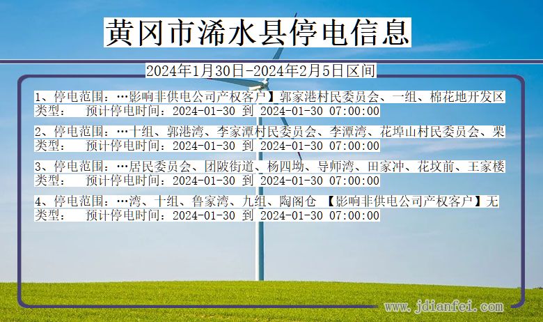 湖北省黄冈浠水停电通知