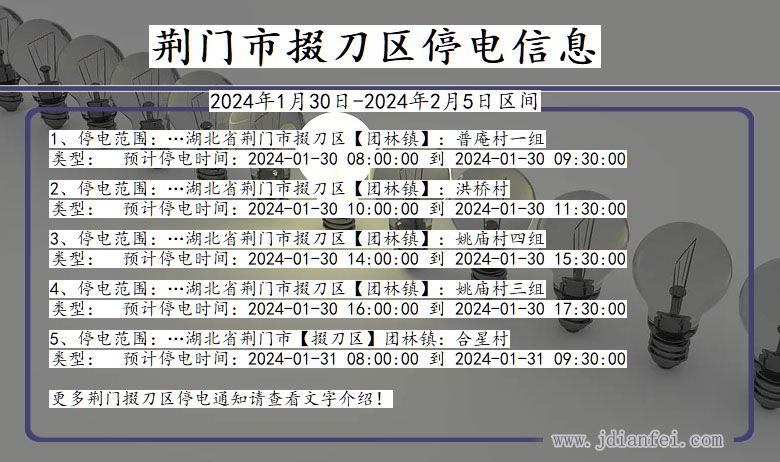 湖北省荆门掇刀停电通知