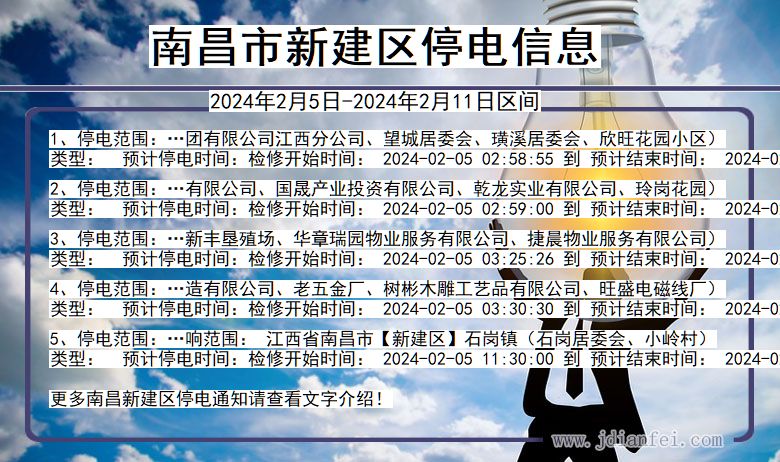 南昌新建停电通知 江西省南昌新建停电通知