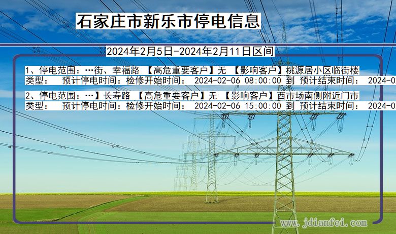 河北省石家庄新乐停电通知