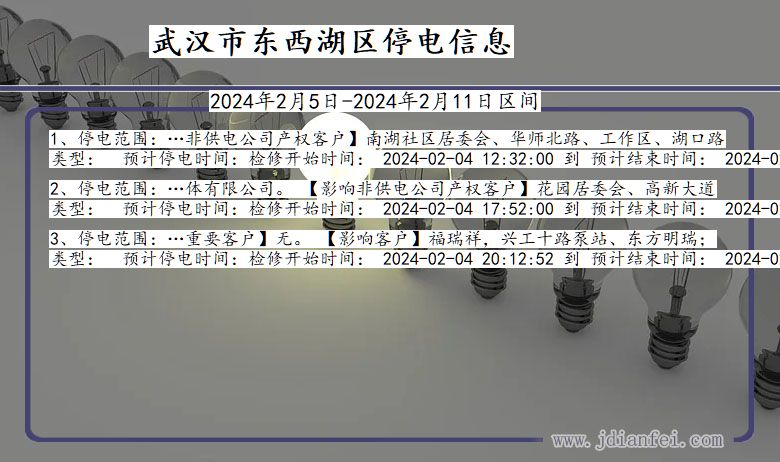 武汉东西湖停电通知 湖北省武汉东西湖停电通知