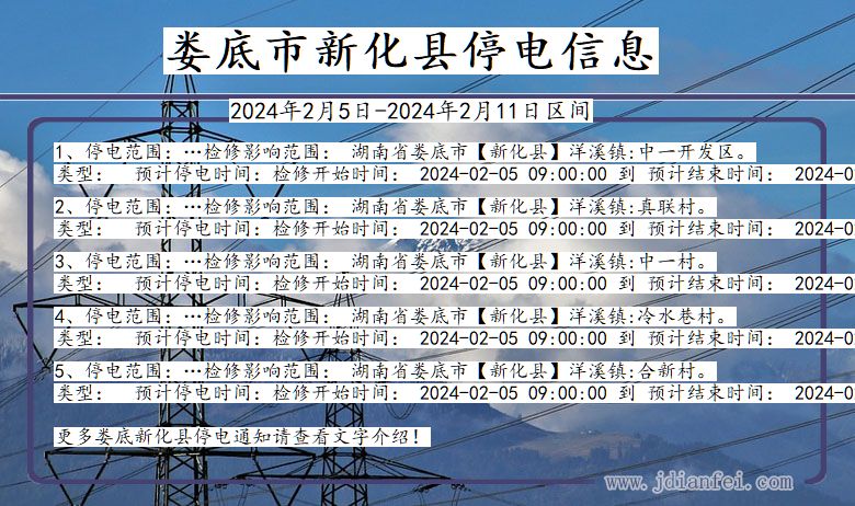 湖南省娄底新化停电通知