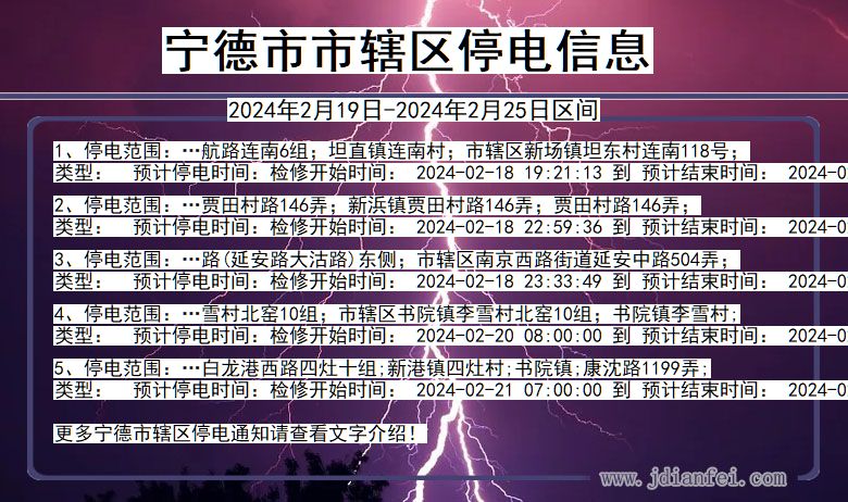 福建省宁德市辖停电通知