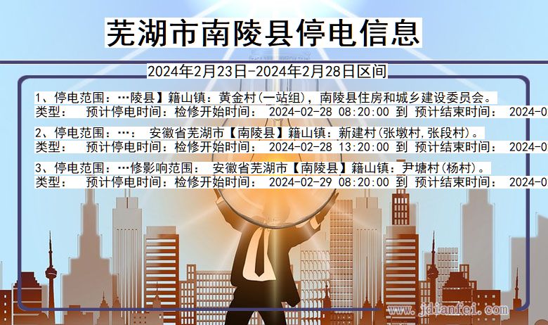 芜湖南陵停电通知 安徽省芜湖南陵停电通知