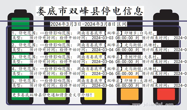 湖南省娄底双峰停电通知