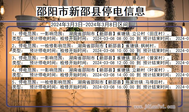 湖南省邵阳新邵停电通知