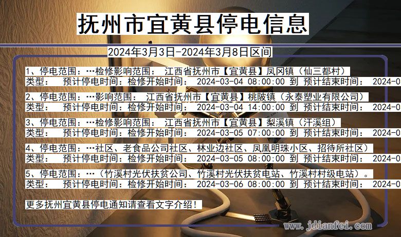 江西省抚州宜黄停电通知