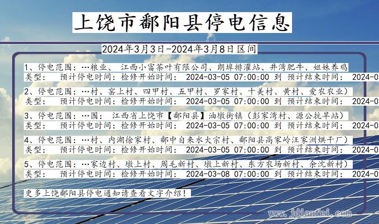 江西省上饶鄱阳停电通知