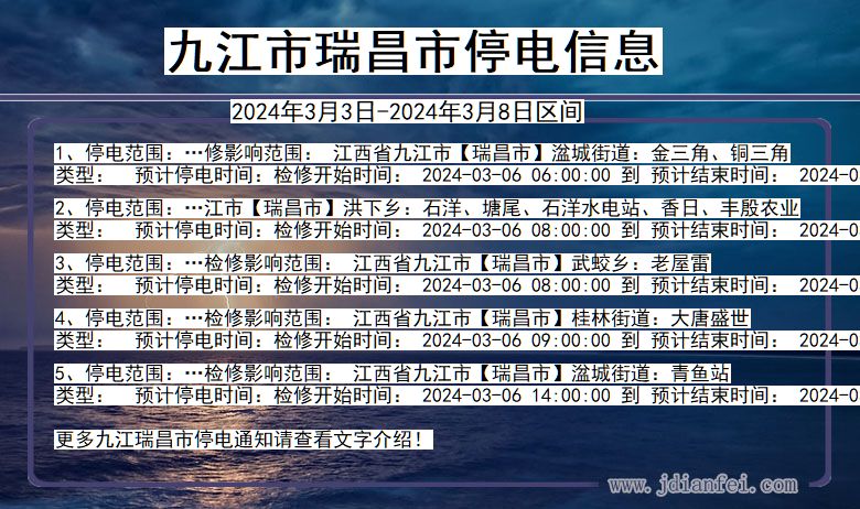 九江瑞昌停电通知 江西省九江瑞昌停电通知