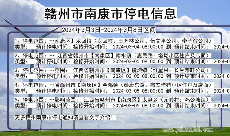 赣州南康停电通知 江西省赣州南康停电通知