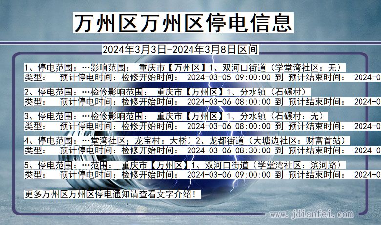 万州区万州停电通知 重庆市万州区万州停电通知
