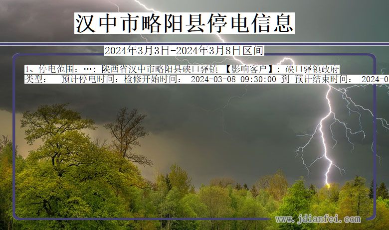 陕西省汉中略阳停电通知