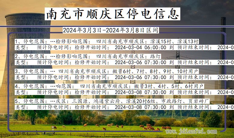 四川省南充顺庆停电通知