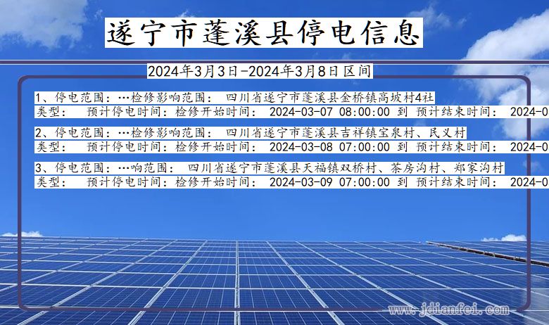 四川省遂宁蓬溪停电通知