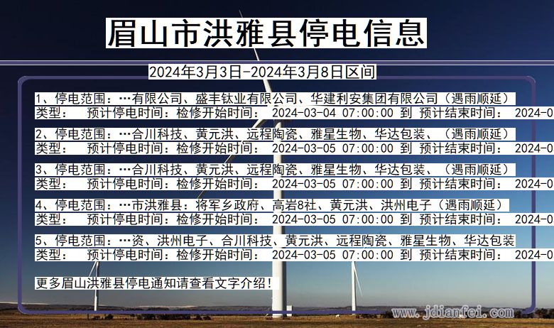 眉山洪雅停电通知 四川省眉山洪雅停电通知