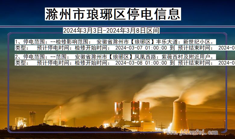 滁州琅琊停电通知 安徽省滁州琅琊停电通知