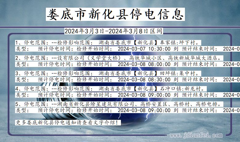 湖南省娄底新化停电通知