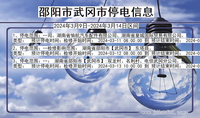 邵阳武冈停电通知 湖南省邵阳武冈停电通知