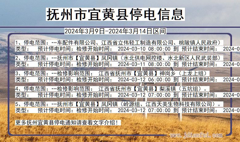 江西省抚州宜黄停电通知