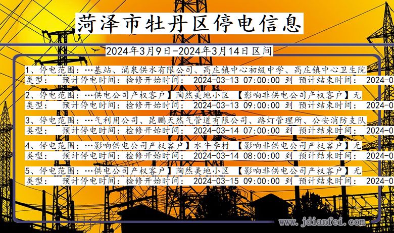 菏泽牡丹停电通知 山东省菏泽牡丹停电通知