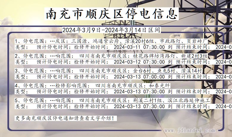 南充顺庆停电通知 四川省南充顺庆停电通知
