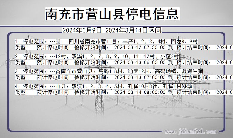 南充营山停电通知 四川省南充营山停电通知