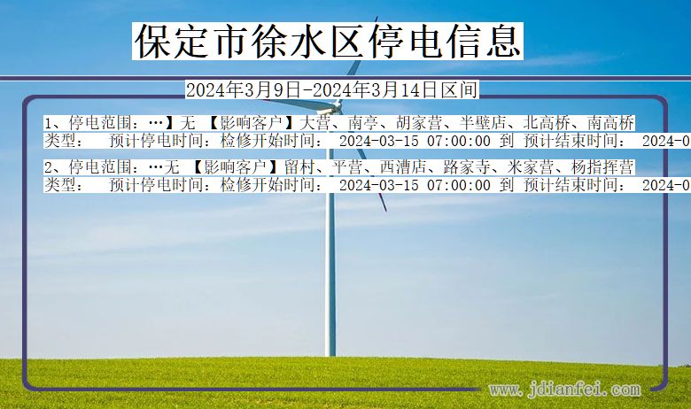 河北省保定徐水停电通知