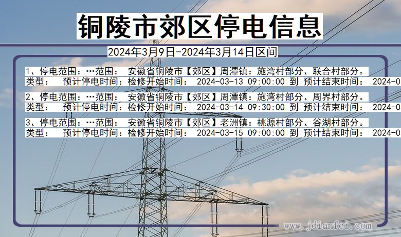 安徽省铜陵郊区停电通知