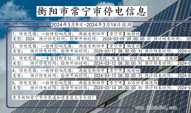 湖南省衡阳常宁停电通知