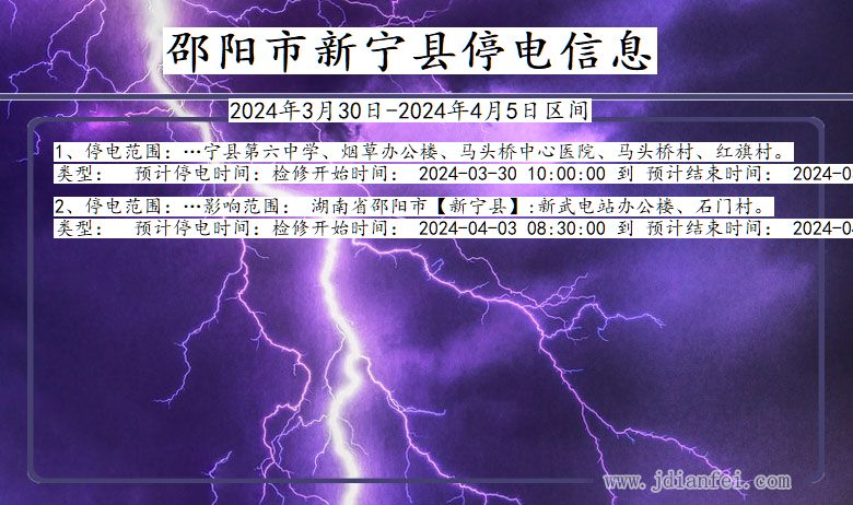 湖南省邵阳新宁停电通知