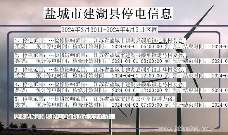 江苏省盐城建湖停电通知