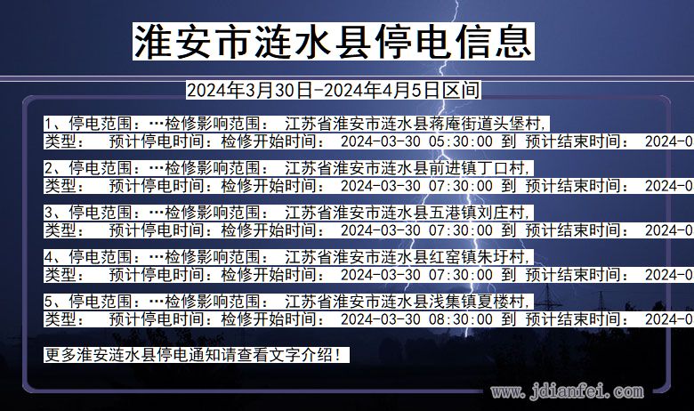淮安涟水停电通知 江苏省淮安涟水停电通知