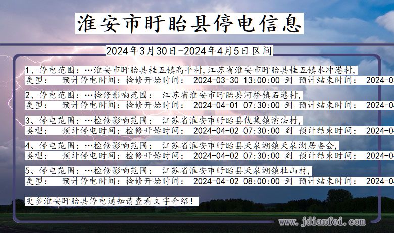 淮安盱眙停电通知 江苏省淮安盱眙停电通知