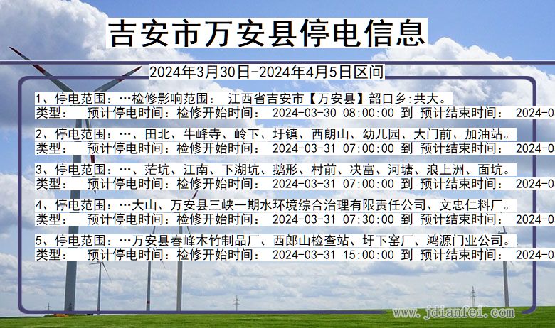 江西省吉安万安停电通知