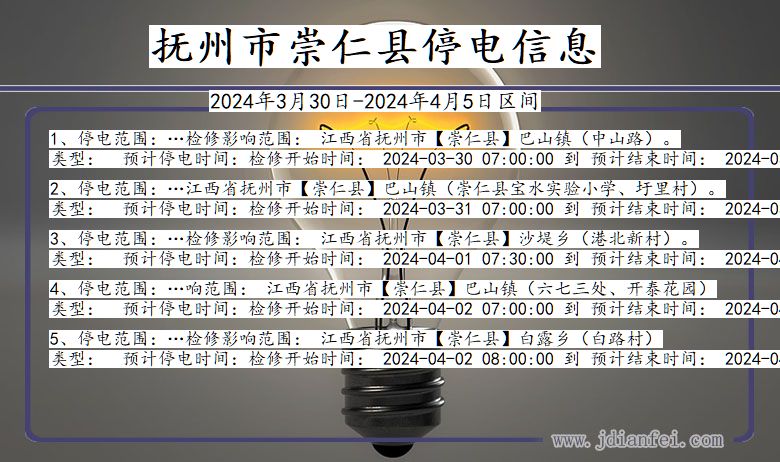 抚州崇仁停电通知 江西省抚州崇仁停电通知
